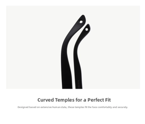 Detail of matte black ergonomic sunglasses temples with anti-slip positioning holes
