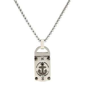 Collier avec pendentif ancre et étoile nautique en acier inoxydable au design vintage unisexe