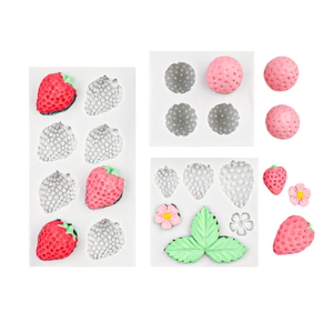 Silicone strawberry mold set for DIY candles, plaster decor, and chocolate fondant crafts