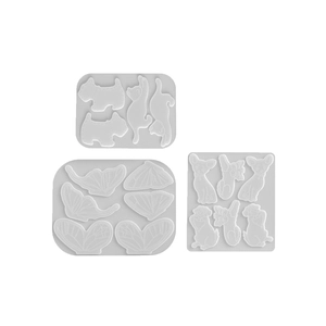Ensemble de moules en silicone pour pinces à cheveux motifs chien, chat et papillon