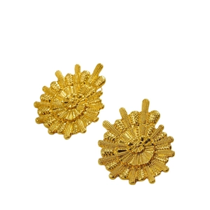 Exaggerated 18K gold plated sunburst coral earrings with textured artistic finish