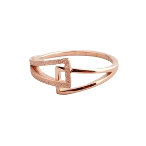 Bague tendance en acier titane or rose à double couche avec finitions mate et polie