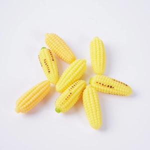 Set of 7 realistic miniature yellow corn models with grilled details for keychains