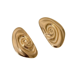 Minimalist gold spiral hoop earrings for women made of polished stainless steel