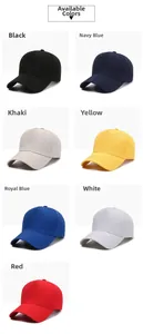 Detaillierte Farbauswahl für minimalistische einfarbige Baseballkappen in sieben Farben