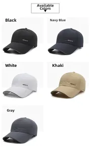 Detailed view of breathable mesh baseball caps available in five athletic color options