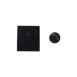 Exquisite black and white letter alloy brooch with black rubber clutch back closure