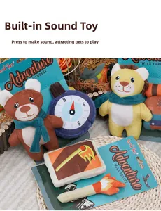 Plush dog toy set featuring forest adventure animals with built-in squeakers for chewing