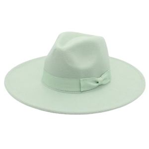 Women Elegant Wool Fedora Hat Wide Brim Bow Ribbon Jazz Hat Retro Felt Cap For Autumn Winter Formal Fashion Accessory
