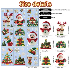 Detailed size specifications for crochet style Christmas window stickers in cm and inches