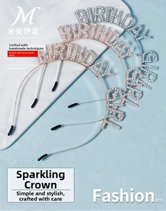 Detailed view of Birthday Girl rhinestone headbands in silver, gold and rose gold