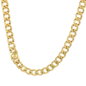 Collier maille Figaro dorée pour femme avec un fermoir carré unique et élégant