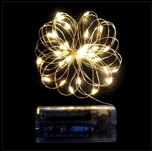 Battery operated warm white LED copper wire fairy lights with transparent battery box