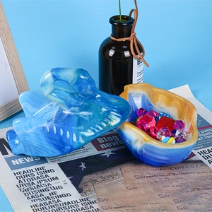Artistic swan-shaped resin storage box with marble texture and colorful acrylic beads