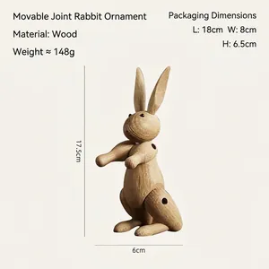 Détail d'une figurine de lapin en bois aux articulations mobiles avec grain naturel