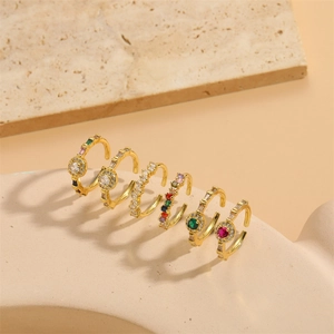 Copper Zirconia Geometric Open Ring For Women Adjustable Colorful Round Square Micro-inlaid Finger Ring Wedding Jewelry