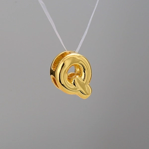 3D bubble letter Q pendant necklace accessory in 18K gold plated polished finish