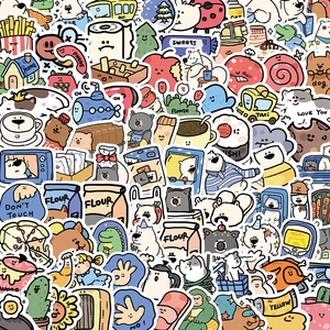 Süße Cartoon Tiere Essen Leben Aufkleber Wasserdicht PVC Matt Decals Für Laptop Notizbuch Skateboard DIY Dekoration