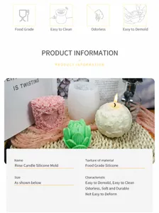 Dettaglio dello stampo in silicone per candele a rosa e prodotti fatti a mano