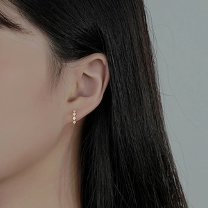 Elegant 925 sterling silver gold geometric earrings with sparkling zircon for women