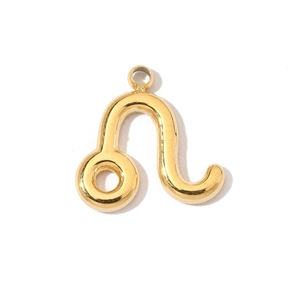 Polished 18K gold-plated Leo zodiac pendant charm made of durable titanium steel
