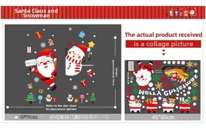 Christmas static window decals showing Santa and tree layout with 70x76cm dimensions