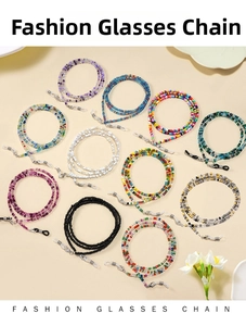 Detailed collection of colorful beaded eyewear chains with anti-slip silicone loops