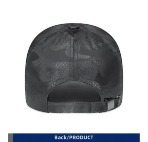 Adjustable buckle and breathable black camouflage mesh on the back of the baseball cap