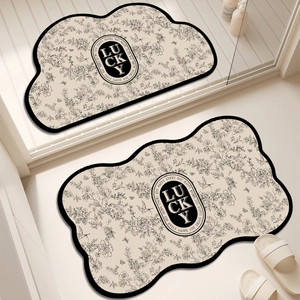 French Vintage Floral Bath Mat Absorbent Quick Dry Diatom Mud Non-Slip Bathroom Rug Irregular Shape Lucky Better Life