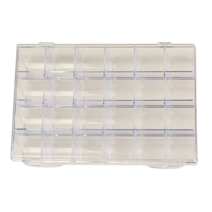 Transparent 24-grid plastic organizer box for nail art jewelry and small accessories