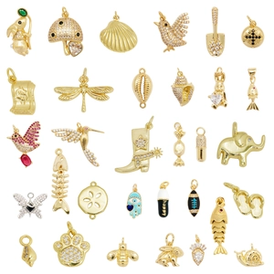 Pendant Charms Copper 18K Gold Plated Zircon Inlaid Animal Object Shape Fashion Jewelry Making Accessories For Women