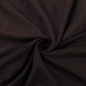 Macro detail of breathable dark brown mesh fabric with elegant pleated texture and drape