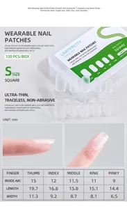 Size guide for ultra-thin almond press-on nails in small size with precise measurements