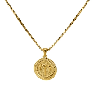 18k gold plated stainless steel Aries constellation zodiac pendant necklace for women