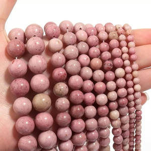 Natural pink rhodonite beads in various sizes for DIY jewelry making and necklaces