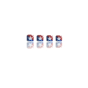 Short square press-on toenails with white stars and blue patterns for Independence Day