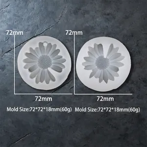 Daisy flower silicone molds for DIY gypsum craft, set of 2 pieces 72mm diameter