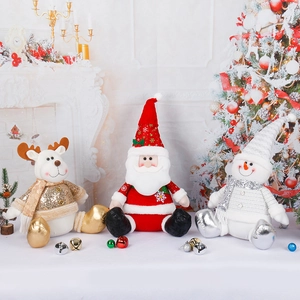 Silver series sitting Santa Claus, Snowman and Reindeer figurines for Christmas decor