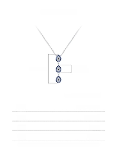 Detailed size specifications for S925 sterling silver Y-shaped drop necklace with blue zircon