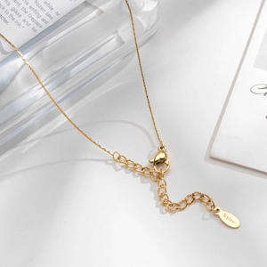Gold plated stainless steel necklace featuring a lobster clasp and S.Steel tag
