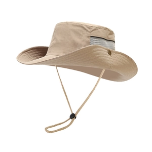Khaki wasserfester Sonnenhut mit atmungsaktivem Mesh und verstellbarem Kordelzug für Outdoor