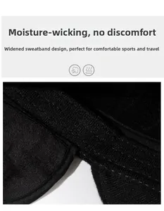 Detail of widened sweatband on winter hat for moisture-wicking comfort and fit