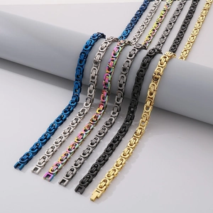 Collier Chaîne Byzantine Acier Inoxydable Plat Maillons Impériaux Bijoux Pour Hommes Femmes Style Punk Vintage Hip Hop