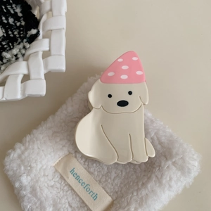 Pince à cheveux labrador crème mignonne avec chapeau de fête rose pour femmes