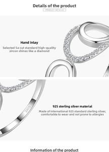 Detailed macro view of S925 sterling silver ring showing precise micro-inlaid 5A zircons