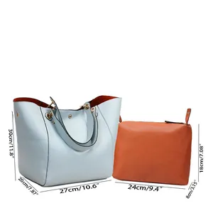 Detailed dimensions of the large and small tote bags with height and width measurements