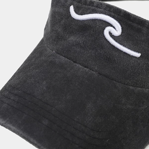 Visière de soleil en coton lavé noir avec broderie vague blanche pour le sport outdoor