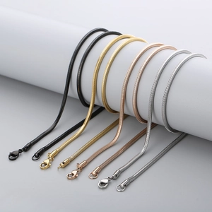 304 stainless steel square snake chain necklace in gold, rose gold, silver and black