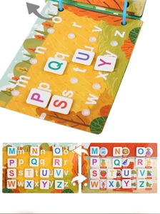 Detail of alphabet matching cards M-Z for early childhood learning busy book