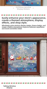 Detailed Santa Claus and reindeer static window stickers with Merry Christmas lettering